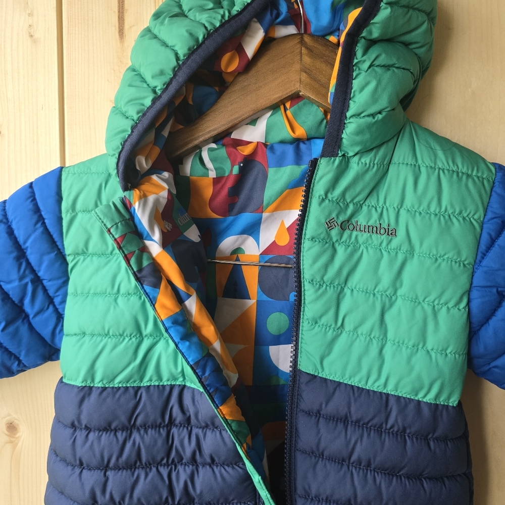 Columbia Baby Reversable One Piece Snow Suit Green Blue Infant - Picture 11 of 11